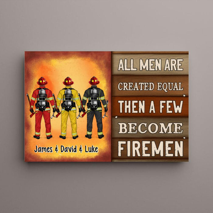 Personalized Canvas, Saving Lives Together - Firefighter Couple And Friends Gift, Custom Wall Art Decor