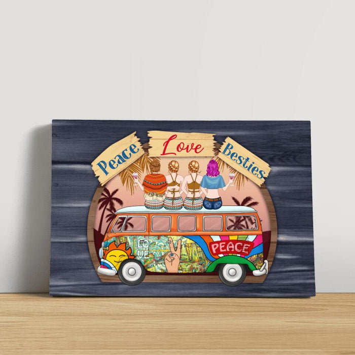 Personalized Canvas, Hippie Girls On Bus, Gift for Hippie Lovers