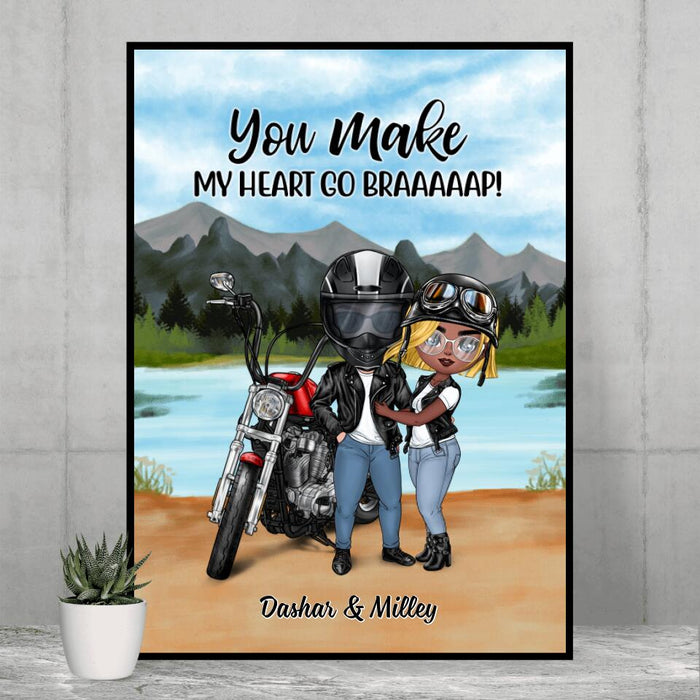 Motorcycle Couple Hugging, Riding Partners - Personalized Poster For Motorcycle Lovers, Bikers