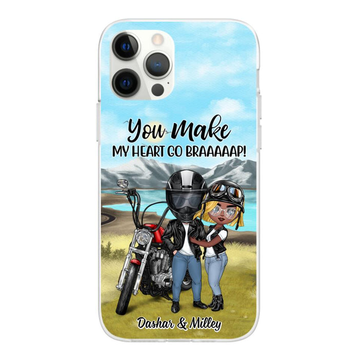 Motorcycle Couple Hugging, Riding Partners - Personalized Phone Case For Motorcycle Lovers, Bikers