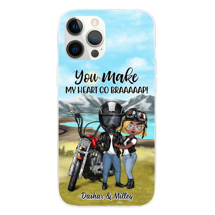 Motorcycle Couple Hugging, Riding Partners - Personalized Phone Case For Motorcycle Lovers, Bikers