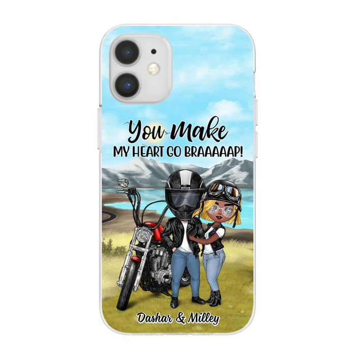 Motorcycle Couple Hugging, Riding Partners - Personalized Phone Case For Motorcycle Lovers, Bikers