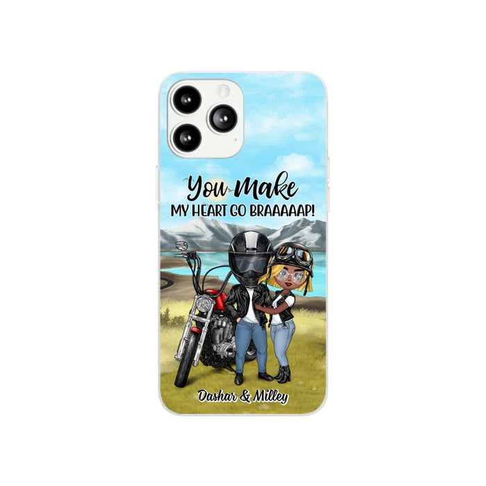 Motorcycle Couple Hugging, Riding Partners - Personalized Phone Case For Motorcycle Lovers, Bikers