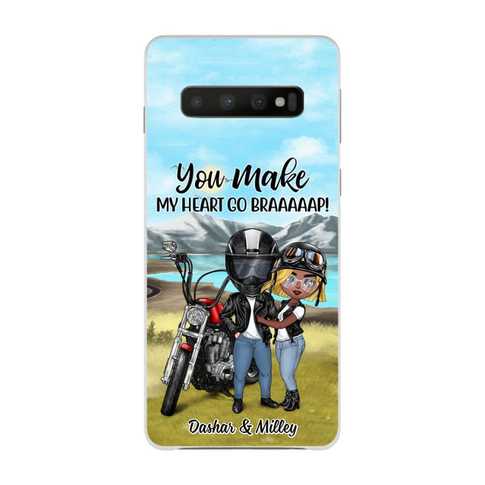 Motorcycle Couple Hugging, Riding Partners - Personalized Phone Case For Motorcycle Lovers, Bikers