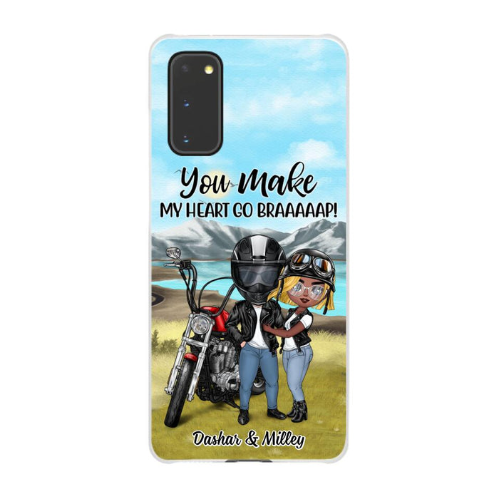 Motorcycle Couple Hugging, Riding Partners - Personalized Phone Case For Motorcycle Lovers, Bikers