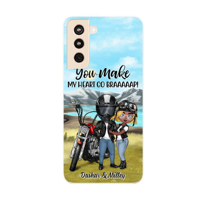 Motorcycle Couple Hugging, Riding Partners - Personalized Phone Case For Motorcycle Lovers, Bikers