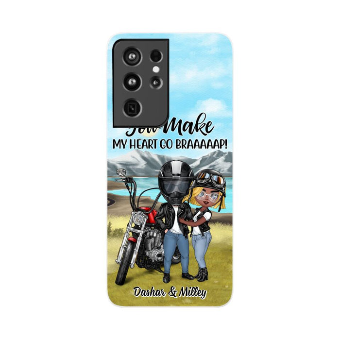 Motorcycle Couple Hugging, Riding Partners - Personalized Phone Case For Motorcycle Lovers, Bikers