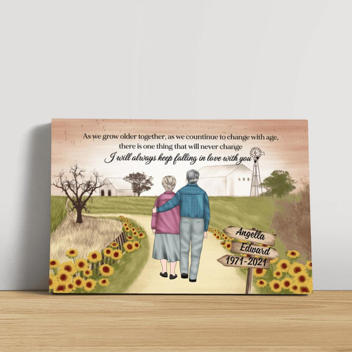Personalized Canvas, Old Couple On Farm, Wedding Anniversarry Gift For Parents, Valentine Day, Family