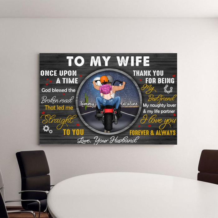 To My Wife Thank You For Being My Best Friend - Personalized Canvas For Him, For Her, Motorcycle Lovers