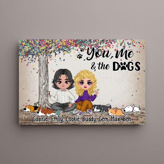 You, Me, and the Cats - Personalized Gifts Custom Canvas for Dog Mom and Dog Dad