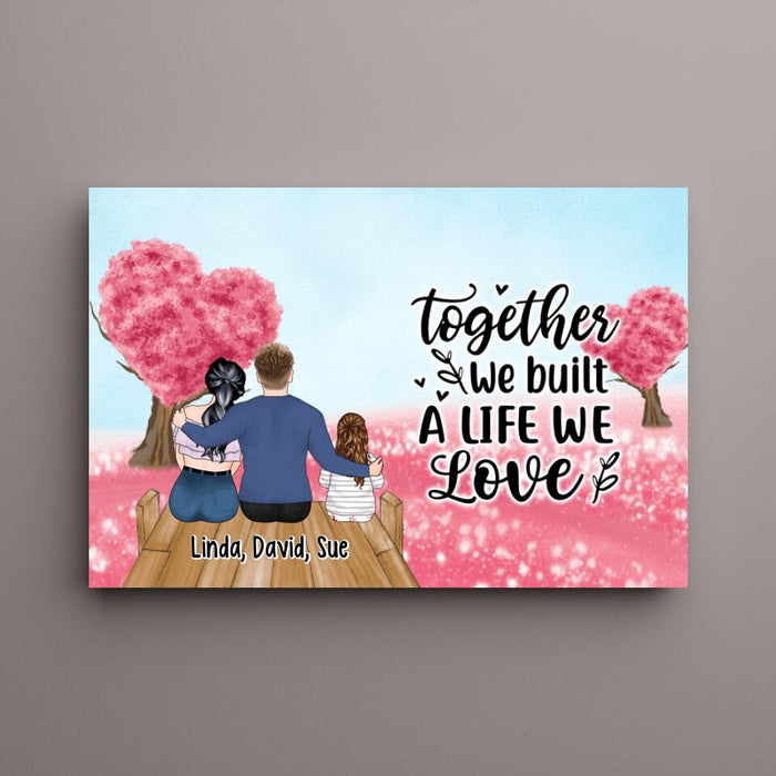 Couple Sitting With Kids - Personalized Canvas For Couples, For Family