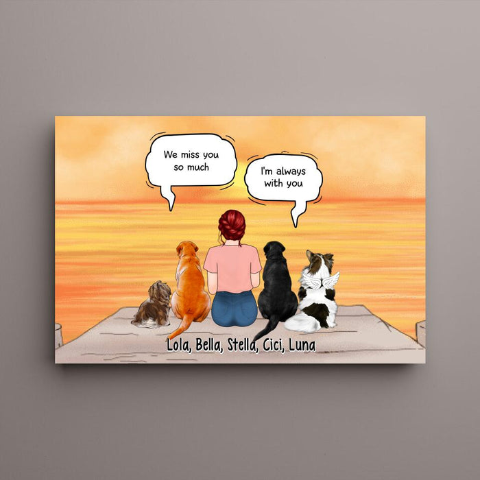 Up to 4 Dogs in Conversation with Dog Mom - Personalized Gifts Custom Memorial Canvas for Dog Mom, Memorial Gifts