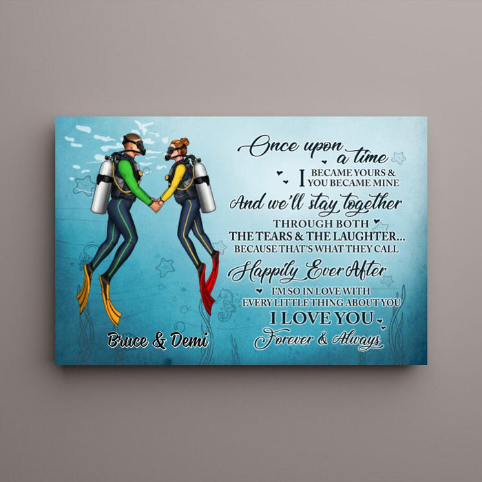 I Became Yours & You Became Mine - Personalized Canvas For Couples, Him, Her, Scuba Diving
