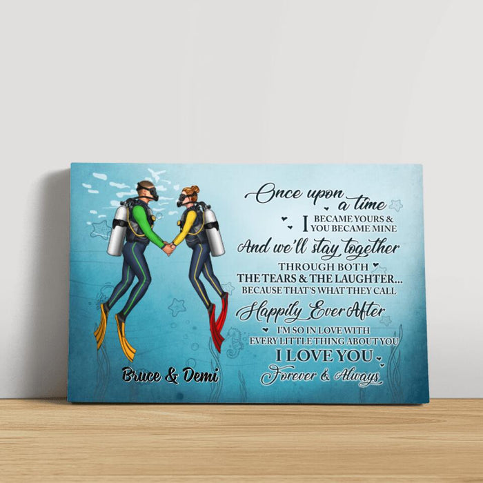 I Became Yours & You Became Mine - Personalized Canvas For Couples, Him, Her, Scuba Diving