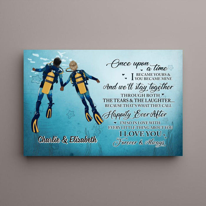 Love You Forever And Always - Personalized Canvas For Couples, Him, Her, Scuba Diving