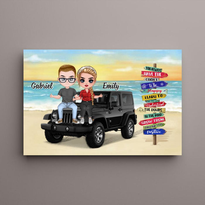 You Always Have The Choice To Be Happy - Personalized Canvas For Couples, Him, Her, Off-Road Lovers