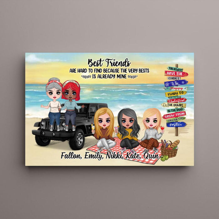 Up To 5 Chibi Best Friends Are Hard To Find - Personalized Canvas For Her, Friends, Off-Road Lovers