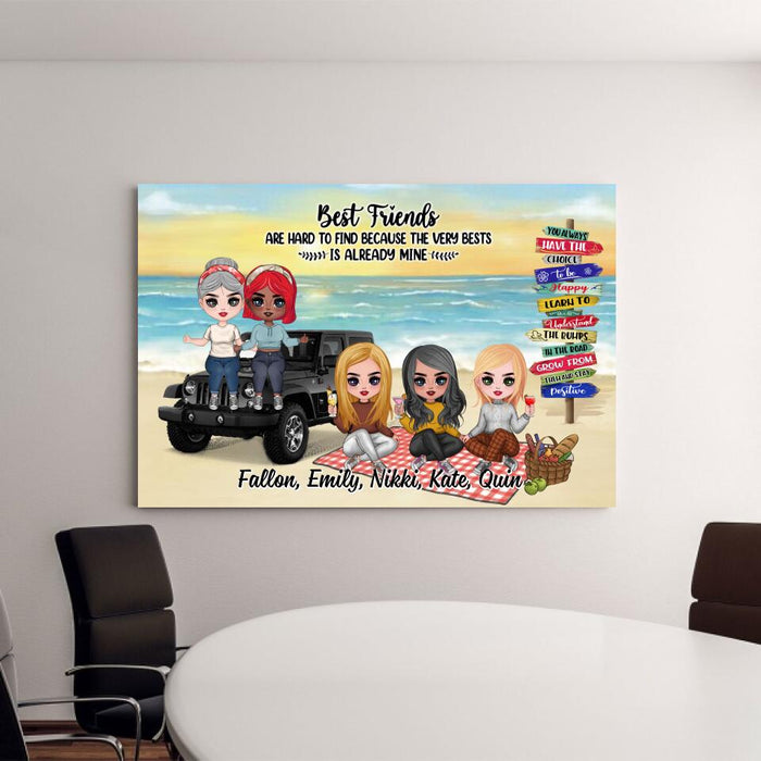 Up To 5 Chibi Best Friends Are Hard To Find - Personalized Canvas For Her, Friends, Off-Road Lovers