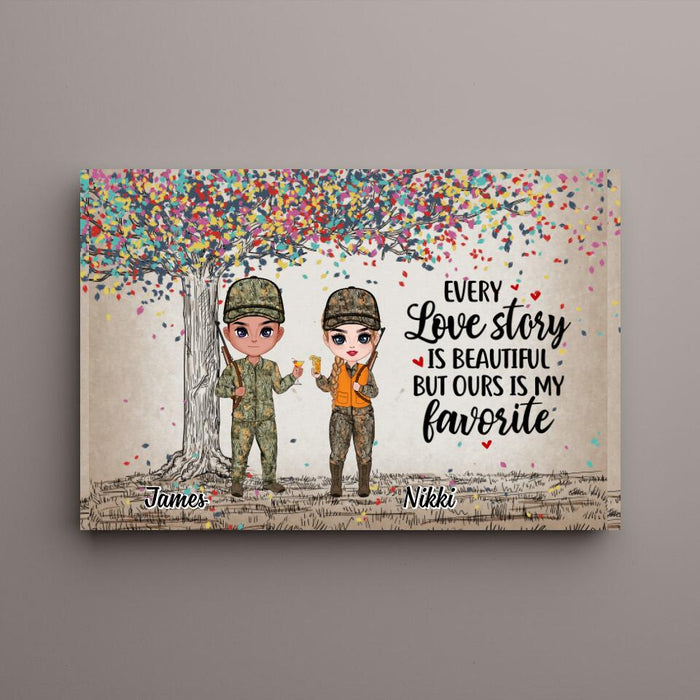 Every Love Story Is Beautiful - Personalized Canvas For Couples, Him, Her, Hunting