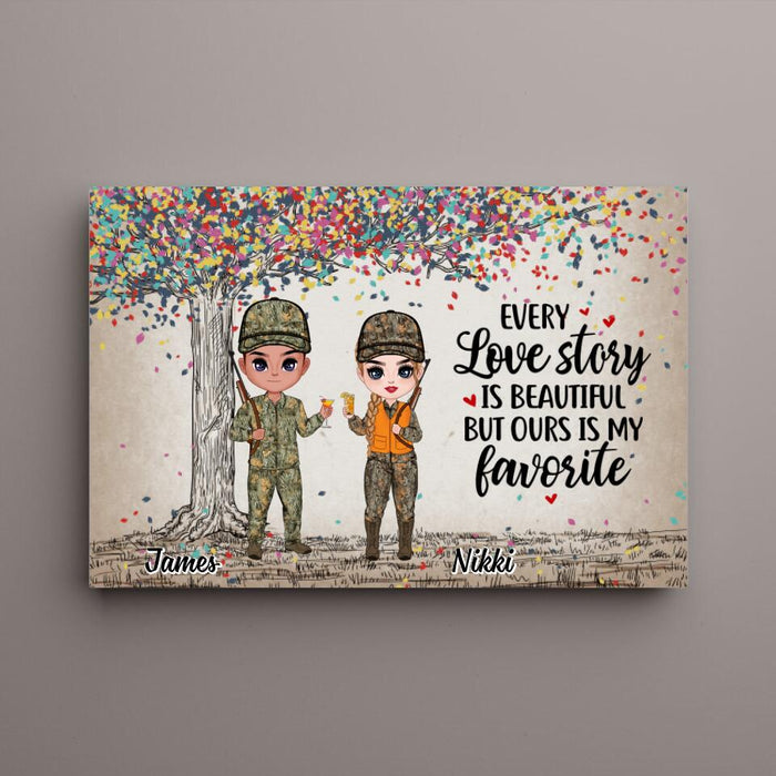 Every Love Story Is Beautiful - Personalized Canvas For Couples, Him, Her, Hunting
