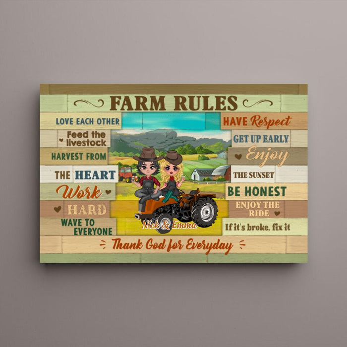 Farm Rules - Personalized Canvas For Couples, Him, Her, Friends, Farmer