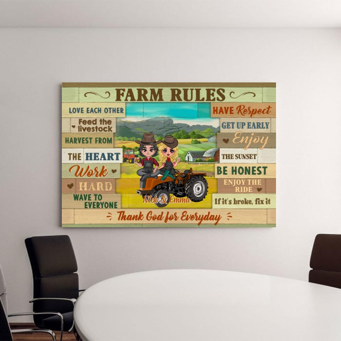 Farm Rules - Personalized Canvas For Couples, Him, Her, Friends, Farmer