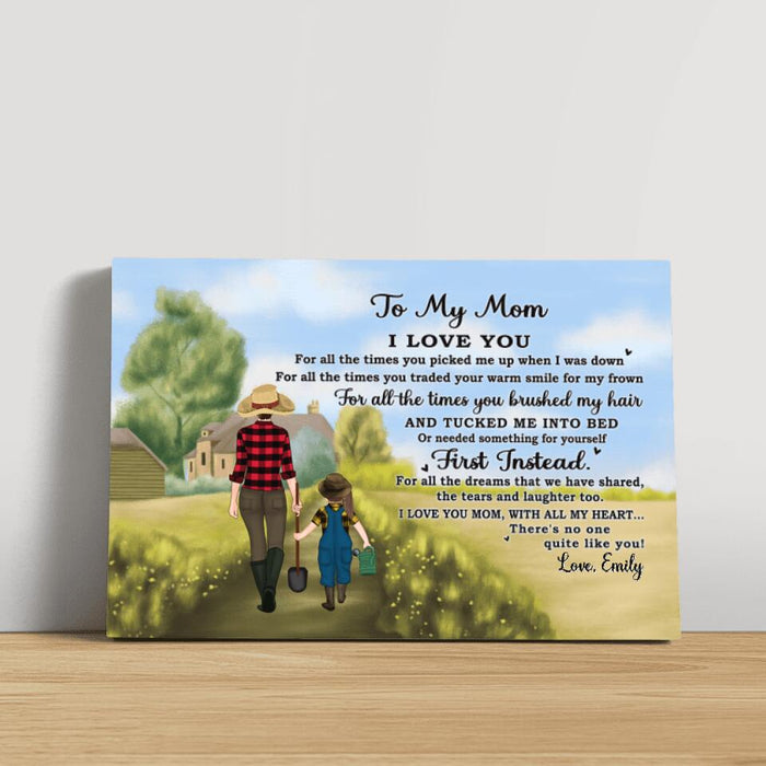 To My Mom, I Love You for All the Times - Personalized Gifts Custom Farmer Canvas for Mom, Farmer