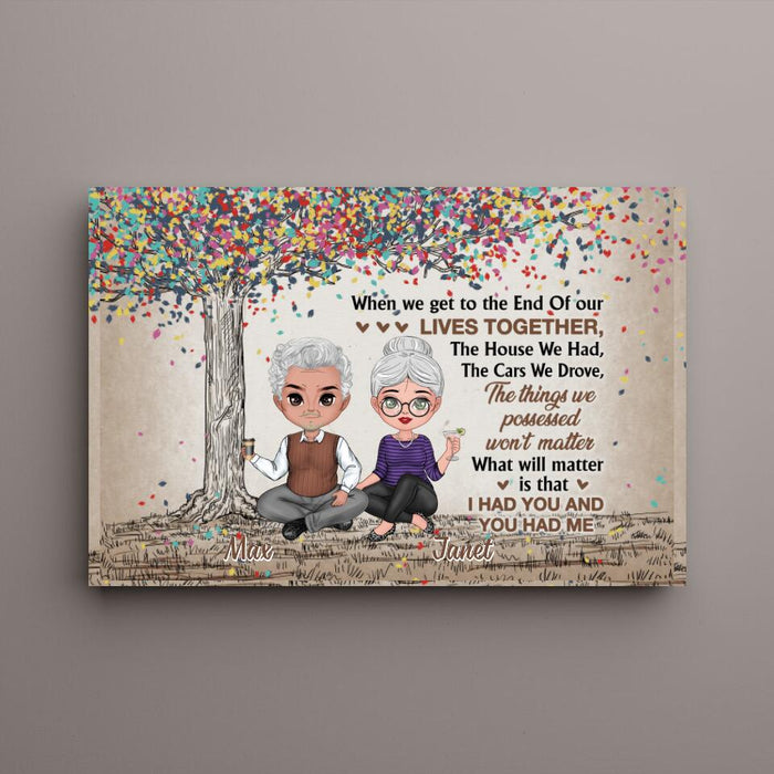Chibi Old Couple When We Get To The End Of Our Lives - Personalized Canvas For Couples, Him, Her