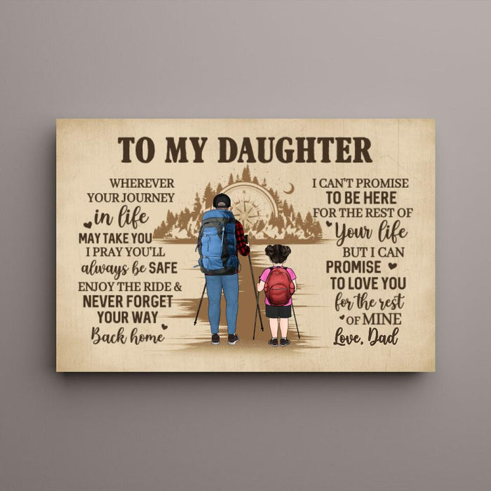 To My Daughter - Personalized Gifts Custom Hiking Canvas for Daughter for Dad, Hiking Lovers