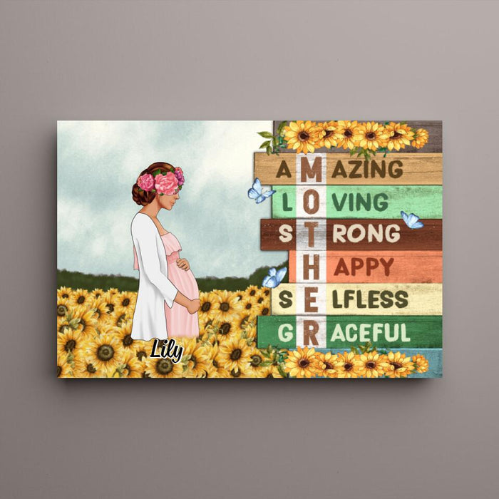 Mother Amazing Loving - Mother's Day Personalized Gifts - Custom Canvas for Mom