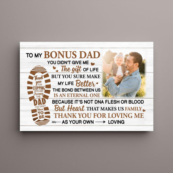 To My Bonus Dad - Personalized Photo Upload Gifts Custom Canvas for Dad