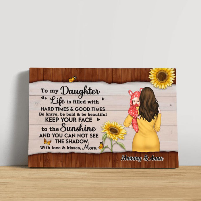 To My Daughter With Love and Kisses - Personalized Gifts Custom Canvas for Daughter for Mom