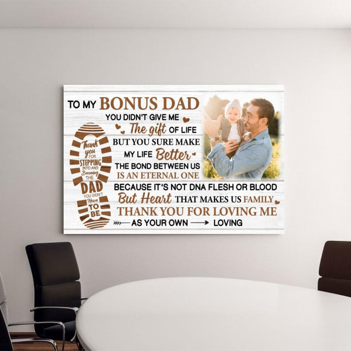 To My Bonus Dad - Personalized Photo Upload Gifts Custom Canvas for Dad