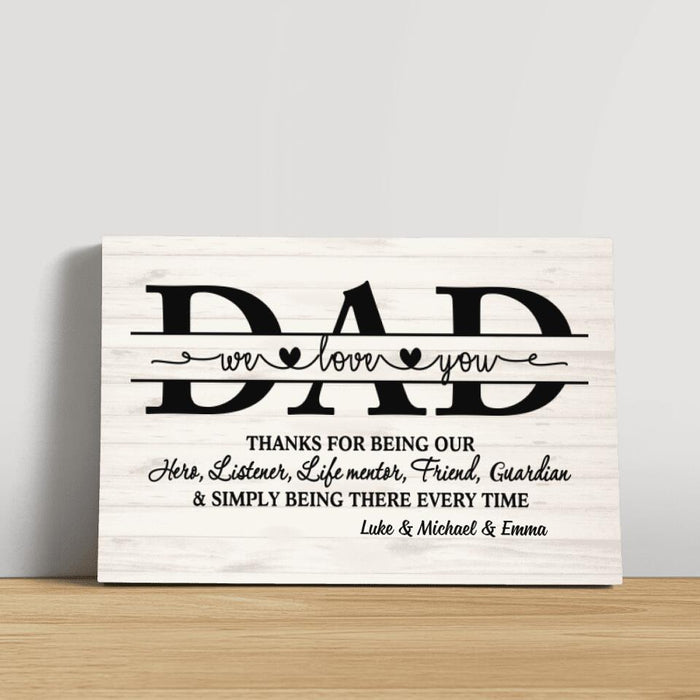 Thanks for Being Our Hero - Personalized Gifts Custom Canvas for Dad