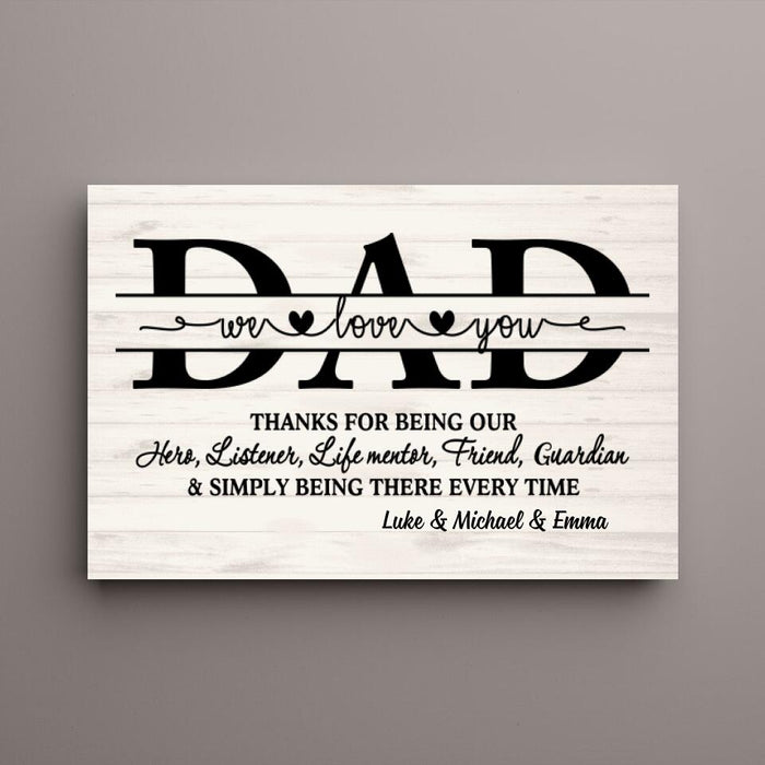 Thanks for Being Our Hero - Personalized Gifts Custom Canvas for Dad