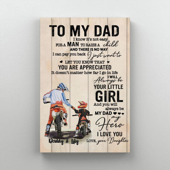 To My Dad - Personalized Gifts Custom Motorcycle Canvas for Dad, Motorcycle Lovers