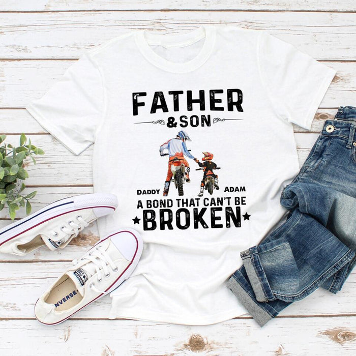 Dad and Son - Personalized Gifts Custom Motorcycle Shirt for Dad, Motorcycle Lovers