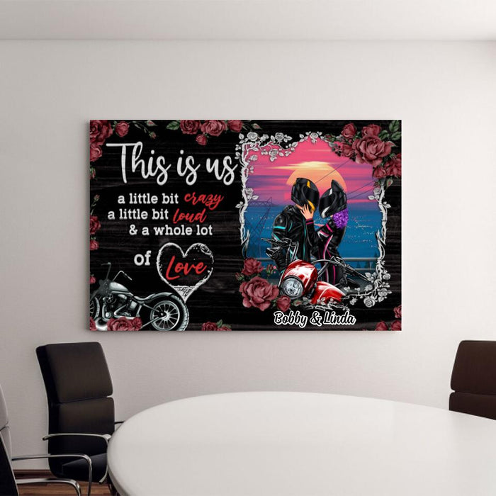 Biker Couple This Is Us - Personalized Canvas For Couples, Him, Her, Motorcycle Lovers