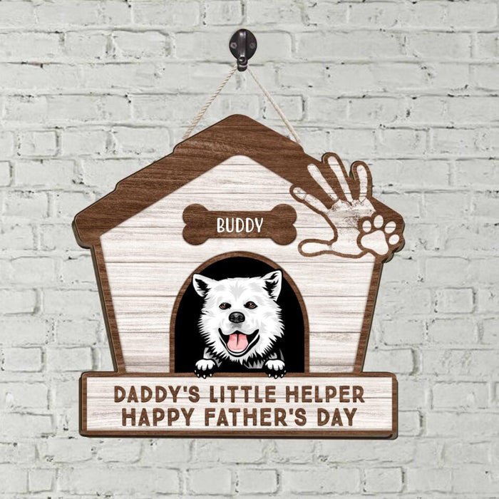 Daddy's Little Helper - Personalized Gifts Custom Dog Door Sign for Dog Dad, Dog Lovers