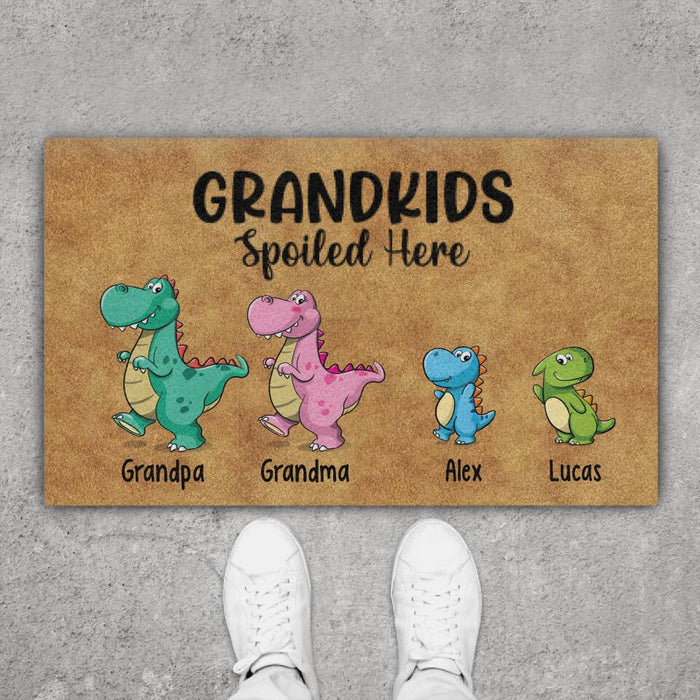 Grandkids Spoiled Here - Personalized Gifts Custom Doormat for Grandparents for Kids