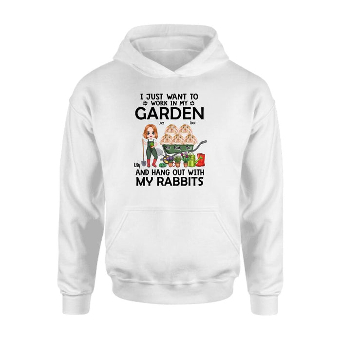 Up To 5 Rabbits I Just Want To Work In My Garden - Personalized Shirt For Him, Her, Rabbit Lovers, Gardener