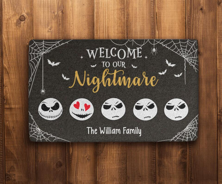 Halloween Doormat  Personalized Halloween Family Welcome Doormat