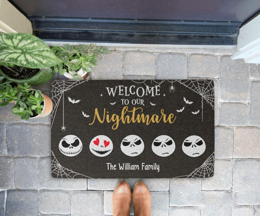 Welcome to Our Nightmare - Halloween Personalized Gifts Custom Doormat for Family