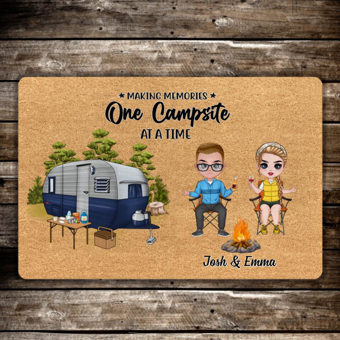 Making Memories One Campsite at a Time - Camping Personalized Gifts Custom Doormat for Friends and Couples