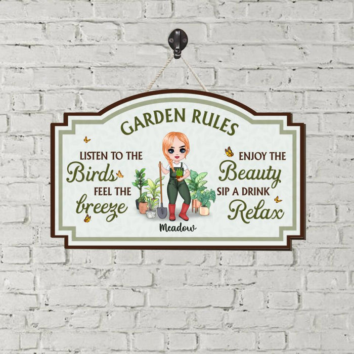 Listen to the Birds, Feel the Breeze - Personalized Gifts Custom Gardener Door Sign for Her, Gardeners' Gifts