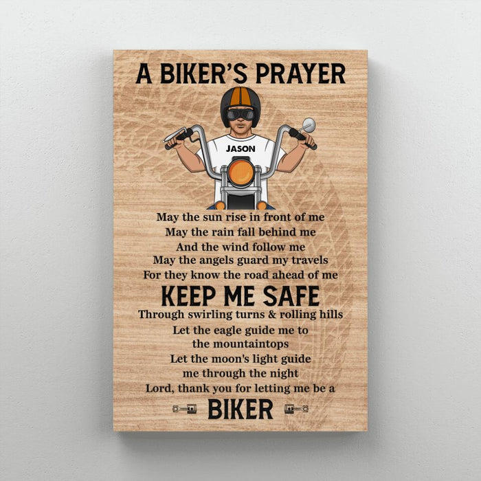 A Biker's Prayer - Personalized Gifts Custom Canvas for Dad, Grandpa, Motorcycle Lovers