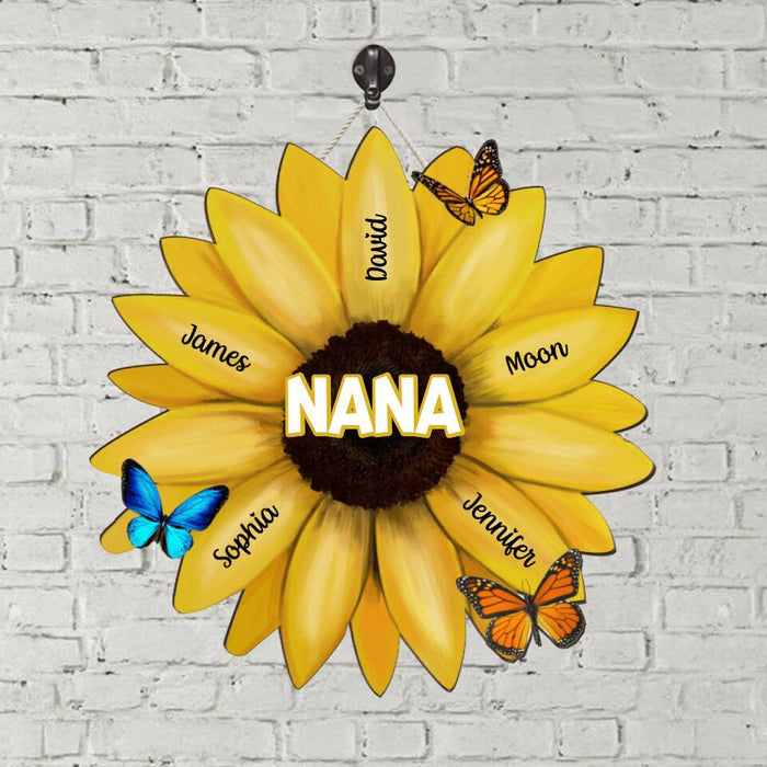 Nana Grandma Sunflower Name Sign - Personalized Gifts Custom Door Sign for Grandma for Mom