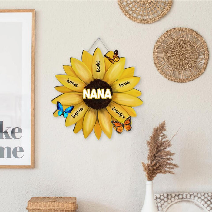 Nana Grandma Sunflower Name Sign - Personalized Gifts Custom Door Sign for Grandma for Mom