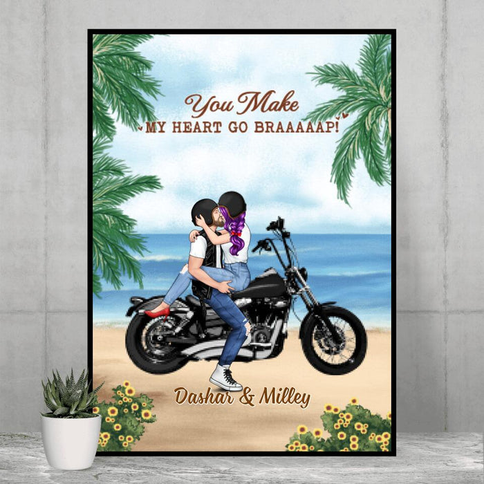 Kissing Couple - Personalized Poster For Him, For Her, Motorcycle Lovers