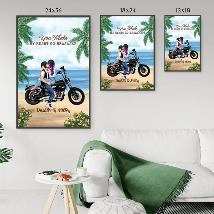 Kissing Couple - Personalized Poster For Him, For Her, Motorcycle Lovers